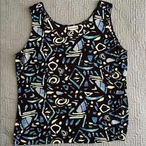 Chico's Abstract Black and Blue Tank Top